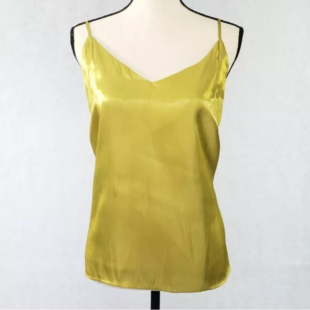 NWT A New Day Women's Regular Fit V-Neck Metallic Satin Cami Gold Sz M